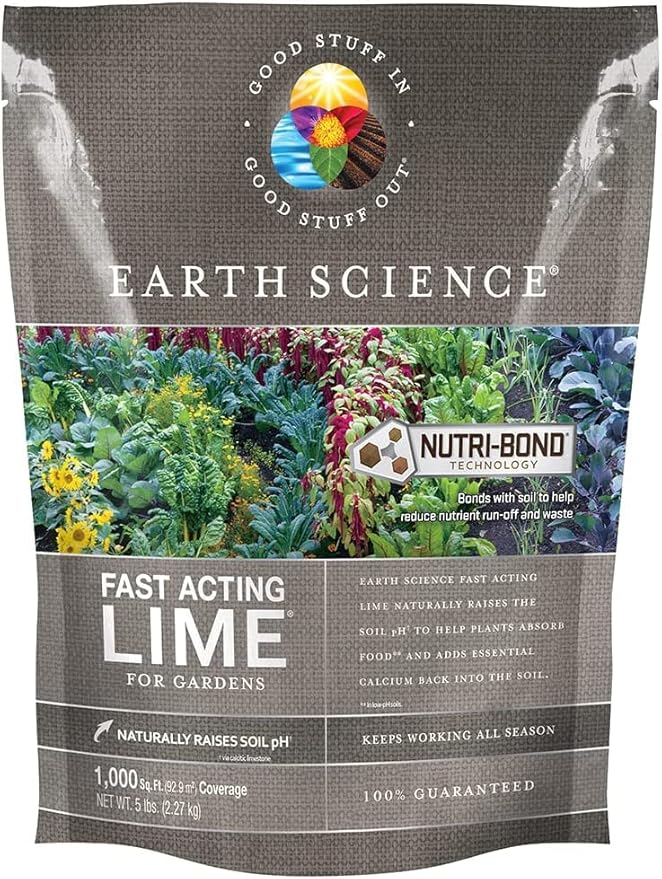 Earth Science Fast Acting Lime Granules—5lb— Instantly Raise pH of Soil &amp Reduce Nutrient Runoff for Improved Growth &amp Color - Long Lasting Lawn Care with Calcium