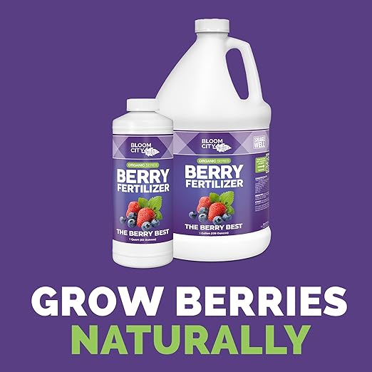 Bloom City's Organic Berry Fertilizer – Liquid Plant Food for Bigger Berries Better Flowering &amp Stronger Root Development 1 Gallon