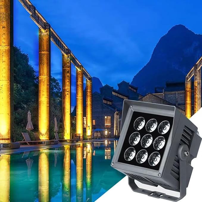 Led Flood Light Outdoor Spotlights Landscape Lamp IP65 Waterproof 180° Rotation LED Spot Light Low Voltage AC/DC24V for Garden Wall Advertising Signs Lawn Lights(Blue27W-DC24V)
