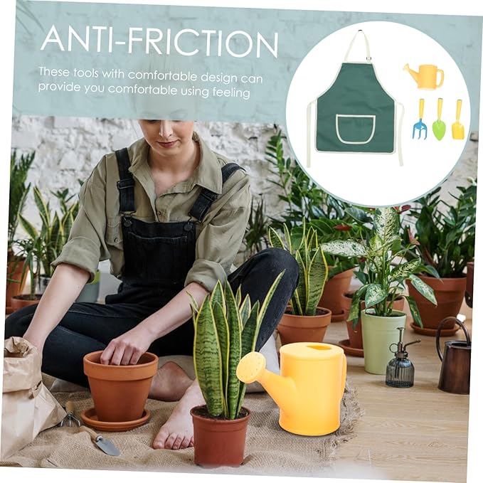 BESPORTBLE Mini Garden Tool Set for Boys and Girls Kit Rake Shovel Watering Can Apron Safe Design for Boys and Girls Gardening