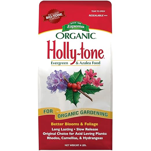 Espoma Organic Holly-Tone 4-3-4 Natural &amp Organic Evergreen &amp Azalea Plant Food 4 lb. Bag The Original &amp Best Fertilizer for All Acid Loving Plants Including Rhododendrons &amp Hydrange