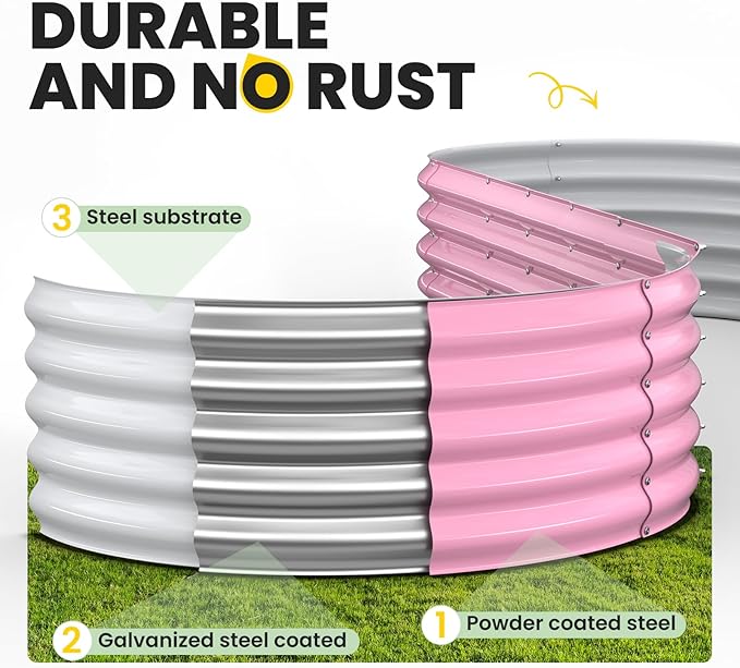 Galvanized Raised Garden Bed 8x2x1.5 FT Oval Metal Raised Garden Bed Outdoor Planter Box with Open Bottom Rust-Resistant Steel Garden Bed for Vegetables Herbs Flowers Easy Assembly