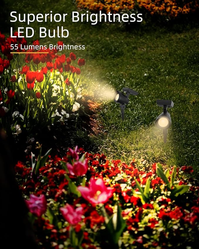 Solar Lights Outdoor Solar Spot Lights Outdoor 6 Pack IP44 Waterproof Solar Spotlights Auto On/Off Solar Powered Garden Lights for Yard Pathway Driveway (Warm White) Bright Pathway