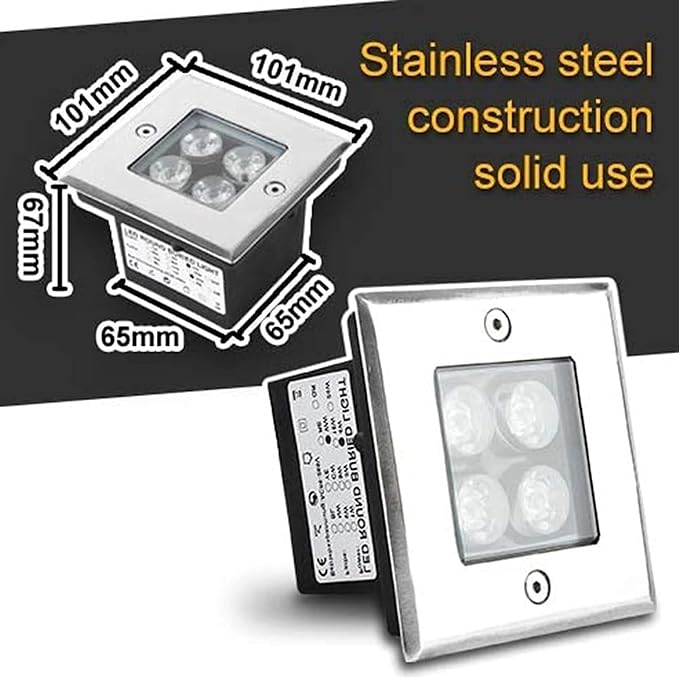 2PCS 4W IP67 Waterproof Square Recessed LED Landscape Lights for Gardens and Paths