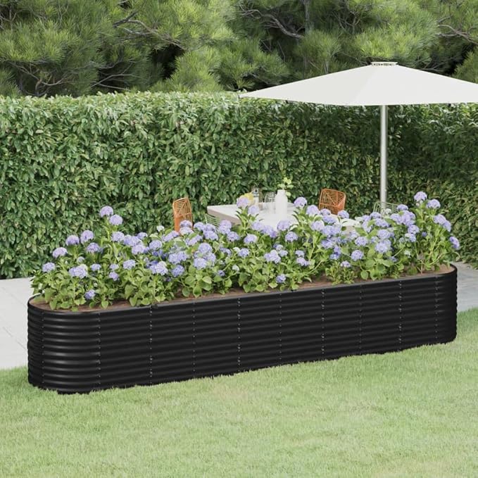 SKM Garden Raised Bed Anthracite Powder-Coated Steel Large DurableAnthracite (Weight 46.39KG)