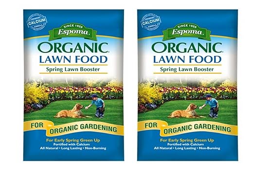 Espoma Organic Lawn Food Spring Lawn Booster Organic Lawn Fertilizer with Calcium for Early Spring Green Up. Slow Release Long Lasting Feeding - Pack of 2