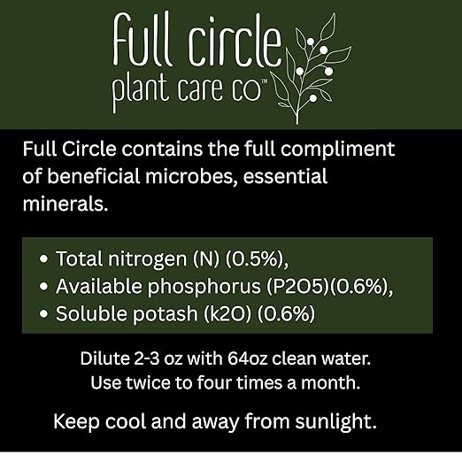 Full Circle Premium Plant Tonic – 16oz Organic Liquid Fertilizer Concentrate with Worm Castings – Compost Tea for Indoor/Outdoor Plants Vegetables Houseplants Orchids Succulents