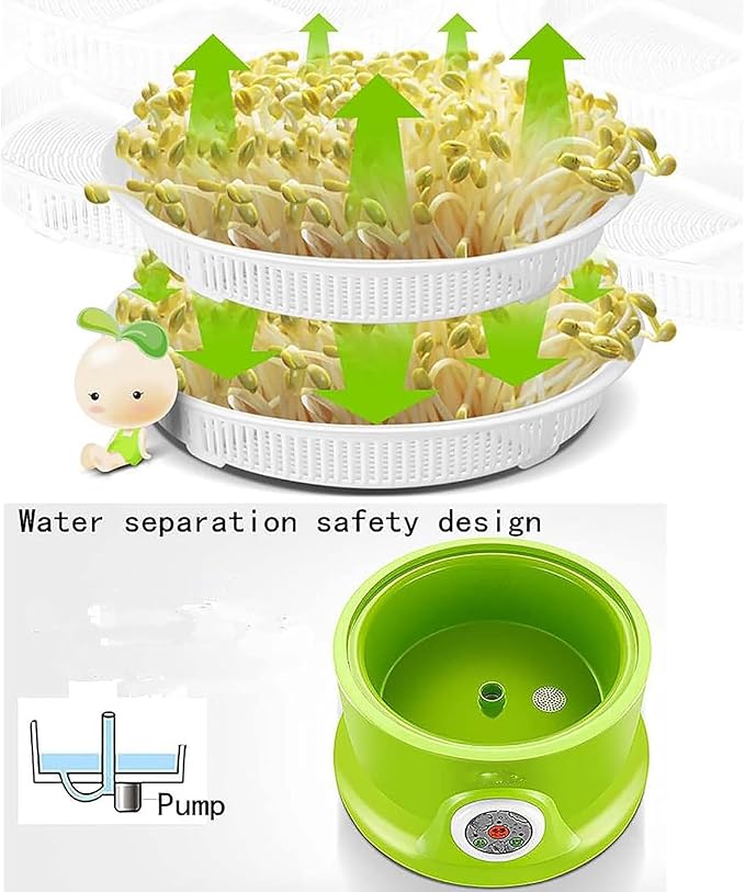 Bean Sprouts Machine 3 Layers Electric Bean Sprouts Maker Large-Capacity Sprouting Seedling Tools Four Seasons Mode Water and Electricity Separation f