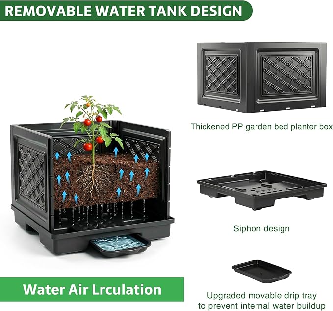 Tomato Planter with Wheels &amp Self Watering - 57 Tiered Pot with Drip Tray for Climbing Plants Vegetable Vine Flowers - Mobile Indoor/Outdoor Gardening for Small Space Patio Balcony (2 Pack)