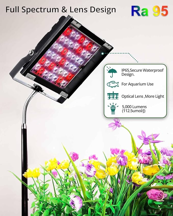 DOMMIA Grow Lights for Indoor Plants Full Spectrum Tall Plant Light Dimmable Adjustable Tripod Standing Grow Lamp Floor Refugium Lamp for Aquarium 45W 66in 6/12/16h