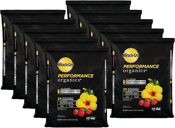 Miracle-Gro 10 Pack Performance Organics All Purpose Container Mix with Natural and Organic Ingredients Feeds Container Grown Vegetables Flowers and Herbs for up to 3 Months 1 cu. ft.