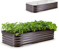Epic Gardening 6-in-1 Modular Galvanized Raised Garden Bed Kit 15 Food-Safe Medium Metal Planter Box Oval Raised Garden Beds Outdoor for Vegetables Flowers Herbs and Fruits - Slate Grey