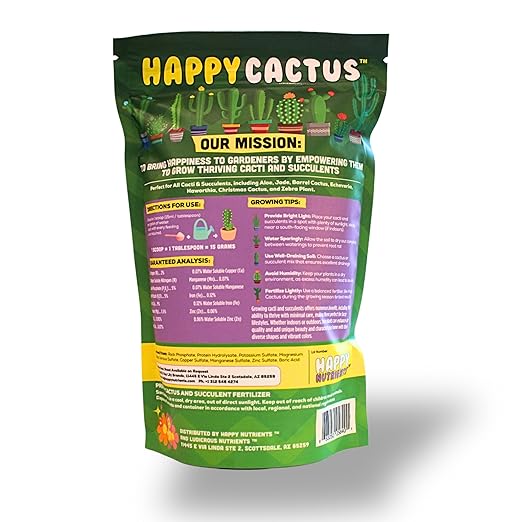 Happy Cactus Fertilizer by Happy Nutrients– Low Nitrogen Fertilizer for Cactus Plant &amp Succulents – Bloom Booster with Calcium for Vibrant Growth – 2-5-5 NPK 1.5 lbs for Indoor/Outdoor Use