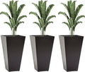 Set of 3 Tall with Drainage Hole 28 Outdoor Flower Pots Indoor for Porch Patio and Deck Brown