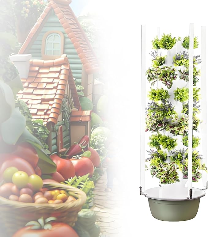 Balcony Hydroponic Growing System for Gardening Lover Detachable Colonization Cups Home Garden Farm Greenhouse Vertical Tower Planters with Lights Hydroponic Tower Green-9Layer