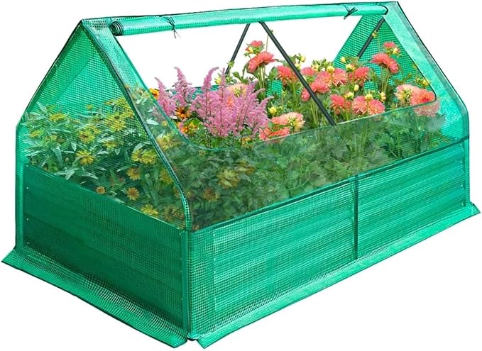 6x3x1 Ft Galvanized Raised Garden Bed Metal Planter Box with Cover Large Planter Raised Bed for Outdoor Plants Flower Galvanized Garden Bed Planter Gardening Supplies