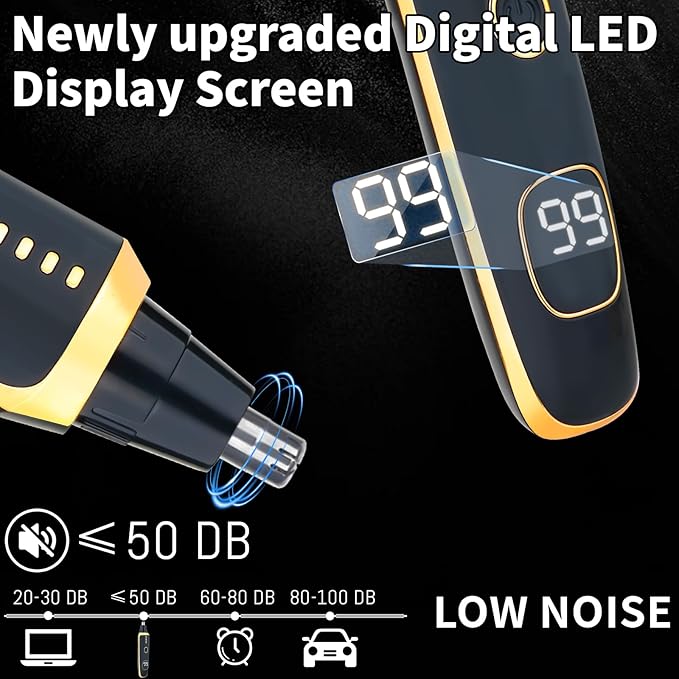 LED Display Eyebrow &amp Nose Hair Trimmer Clipper for Men Women2026 Rechargeable 2 in 1 Painless Ear &amp Facial Hair Trimmer with Powerful Motor and Dual-Edge Blades Easy Cleansing (Black)