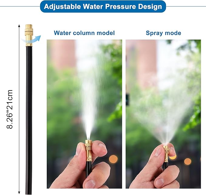 Mornajina Automatic Drip Irrigation Kits Garden Irrigation System Includes 50FT 5/16 inch Irrigation Tubing Hose &amp 15Pcs 360° Bending Dropper Atomizing Mist Nozzles Tee for Garden Watering System