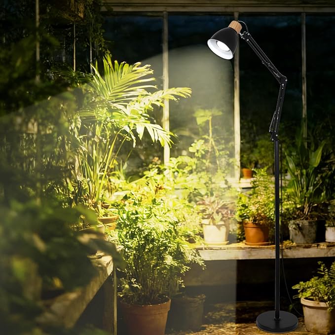 HMVPL Grow Lights for Indoor Plants Full Spectrum Plant Lights for Indoor Growing with 20W COB Grow Light Blub 4/8/12H Timer Standing Tall Grow Lamp for Middle Large Plants(75'' Height Adjustable)