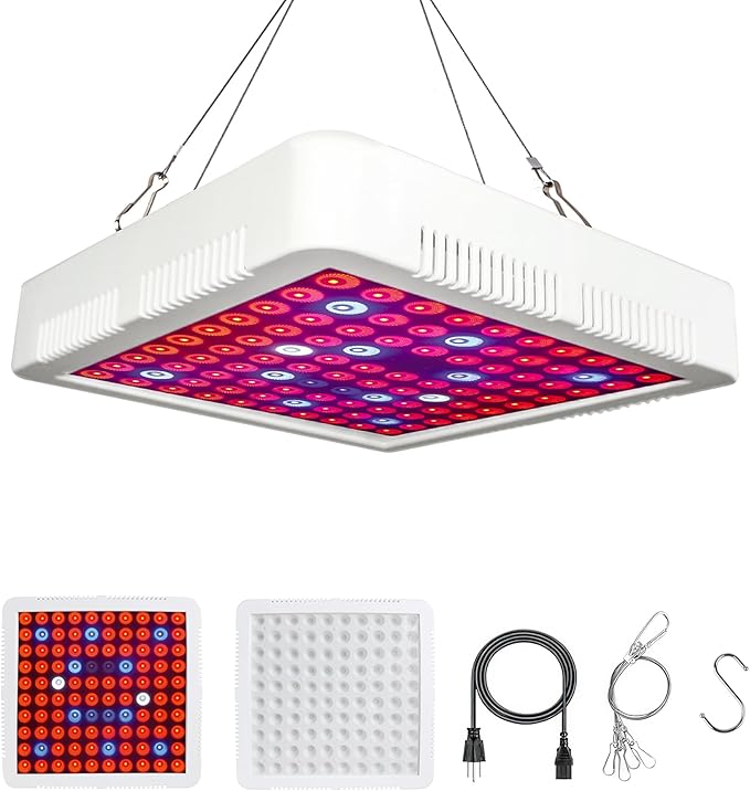 GT-Lite Plant Growing Lamps Garden LED Grow Light Wide Spectrum Grow Flat Light Promotes Plant Growth Damp Rated Equivalent for 300 Watt