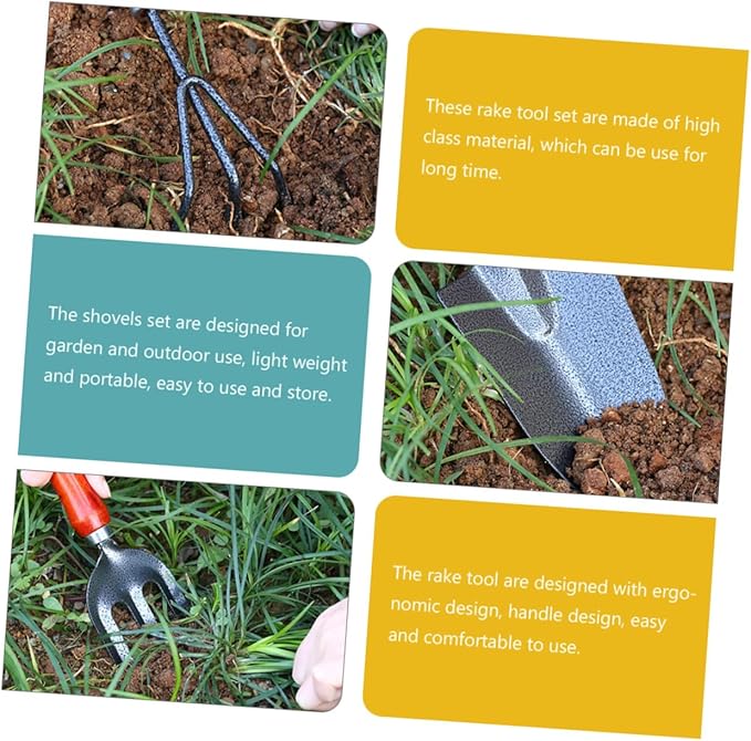 TOYANDONA 1set Garden Tool Kit Rake Hoe Shovel for Efficient Outdoor Gardening Planting Vegetables and Soil Loosening of High-Grade Gardening Tools