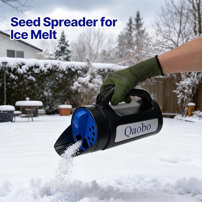3-Adjustable-Setting Handheld Spreader Multi-Use Lawn Spreaders for Fertilizer Grass Seed Salt and Ice Melt Portable Spreader for Yard and Garden Snow Removal - Up to 80 Oz