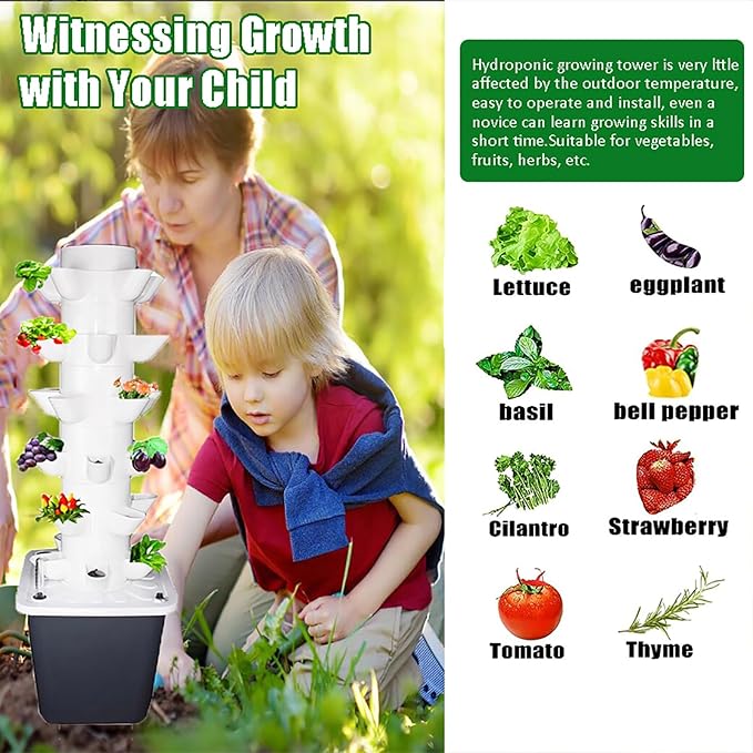 Hydroponic Growing System Kit30-plants Indoor Vertical Tower Garden System Kitsmart Garden Hydroponic Germination Kit Vegetable Tower With Pump For Herbs Fruits And Vegetables(15 holes White)