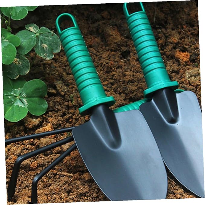 Kisangel Garden Tool Set with Shovel Rake and Pruning Shears in Portable Carrying Case for Outdoor Planting and Gardening Tasks 5pcs Hand Tool Kit for Lawn Care and Plant Maintenance