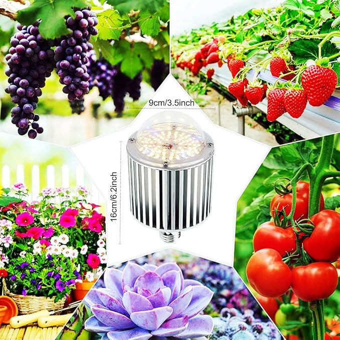 Grow Light Bulbs LED Grow Light Bulb Full Spectrum Grow Light Bulb Plant Light Bulbs E26 E27 Base 80W Grow Bulb Grow Light for Indoor Plants Seed Starting Colorful