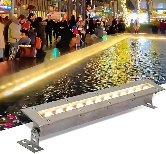 Rectangle Landscape Lights - Low Voltage 24V LED Underwater Pool Light IP68 Waterproof RGB Spotlight for Pools and Fountains