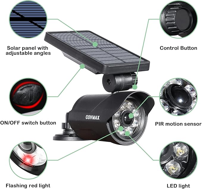 COVMAX Solar Spot Lights Outdoor 2-in-1 Wall Light Wireless Solar Flood Light for Yard Garden Driveway Porch Walkway Pack of 2 Black