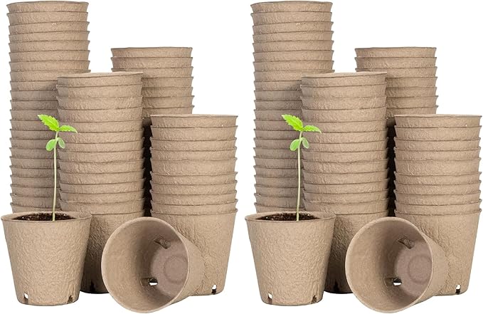 VIVOSUN Peat Pots 120 Packs 3.15-Inch Seed Starting Pots with Drainage Holes Round Nursery Pot 20 Plant Labels for Flowers Plants Vegetables 60Pcs