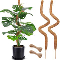 2 Pack 48'' Bendable Moss Pole for Monstera &amp Pothos - Tall Handmade Coco Coir Plant Support Stakes for Large Climbing Indoor Plants Potted Houseplant Trellis Accessories