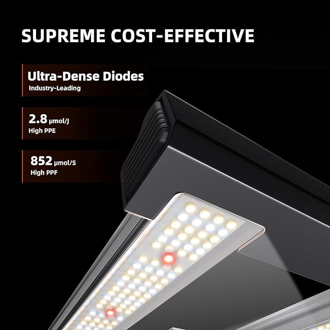 Spider Farmer G3000 Cost-Effective LED Grow Lights 300W Upgraded App Remote Control 3x3ft Coverage Full Spectrum Dimmable Bar Style Growing Lamp for Indoor Plants