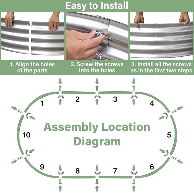 TATAANTY Galvanized Raised Garden Bed Kit Rust-Resistant Planter Garden Boxes Outdoor Oval Large Metal Raised Garden Beds for Vegetables Easy to Set Up - 4x2x1ft (2 Pack)