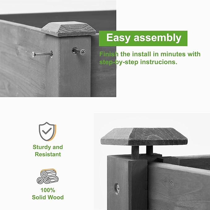 Raised Garden Beds Outdoor with Legs for Gardening 48 Wooden Raised Elevated Planter Garden Box Stand with Liner Standing Growing Bed for Patio Balcony 380lbs Capacity Grey