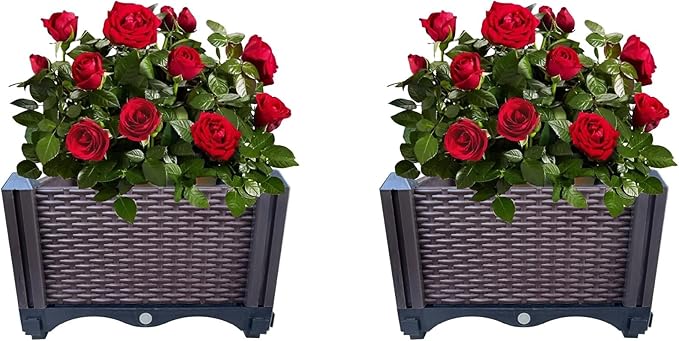 Trenton Gifts Set of 2 Raised Planter Box. Brown.Great for Outdoor Plants &amp Flowers