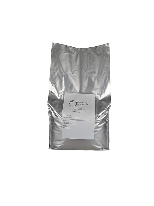 Greenway Biotech Inc. Urea Fertilizer Indoor &amp Outdoor Plant Food - High Efficiency 46% Nitrogen 46-0-0 - Prilled Aqua Regia Gold Refining 99.9% Water Soluble Garden Lawn Fertilizer (15 Pounds)