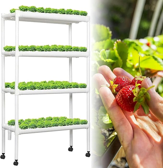 Hydroponic Growing Kits 4 Layers 108 Plant Sites Hydroponic Growing System Home Indoor Planting Kit with Water Pump Pump Timer Pulley Foot Hydroponic Grow Kit for Men Women