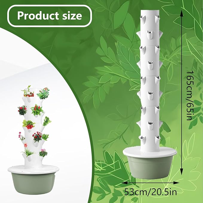Hydroponics Tower Indoor Growing System Vertical Garden Planter Indoor Smart Garden Kit Save Water and Energy Tank Vegetable Plant Gift for Gardening Lovergreen-9-Layers