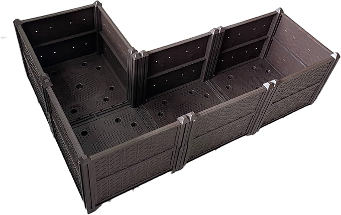 Rectangular Raised Garden Bed Kit Indoor Outdoor Plastic Planter Grow Box for Fresh Vegetables Herbs Flowers &amp Succulents Brown 61.41'' x 15.35'' x 14.17''