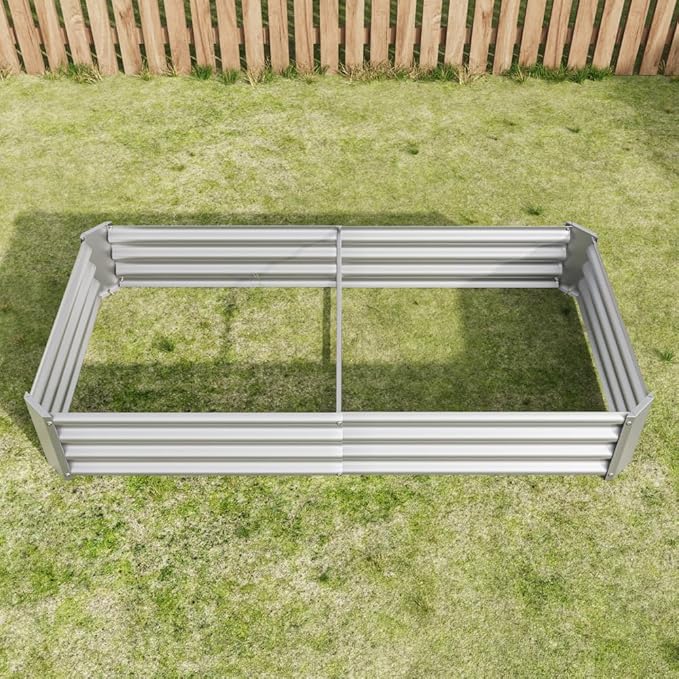 Heavy-Duty Metal Raised Garden Bed for Outdoor Vegetable Herb and Flower Planting – Durable Galvanized Steel Planter Box (Silver with 6x3x1ft)