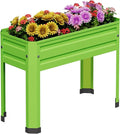 Elevated Metal Planter Box Stand Heavy Duty Raised Garden Bed for Vegetables Flowers Herbs Indoor Outdoor Use Green