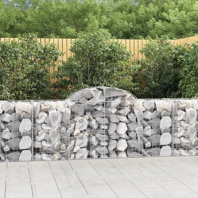 Gabion Baskets Galvanized Retaining Wall Fence Welded Landscape Garden Iron – 78.7 x 19.7 in