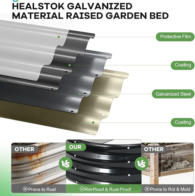 Galvanized Raised Garden Bed Outdoor 6x3x1ft Oval Metal Raised Beds for Gardening Rust-Resistant Garden Planter Box for Planting Vegetables Flowers Fruits in Backyard Patio Lawn(Grey)