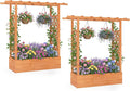 HAPPYGRILL Raised Garden Bed with Trellis &amp Hanging Roof 45 Tall Wooden Planter Box with Drainage Holes Outdoor Wood Elevated Garden Bed for Climbing Plants Vines Vegetables Flowers (Orange2)
