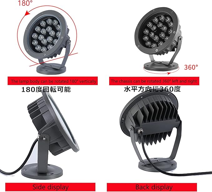 Outdoor LED Spotlight Waterproof Bright Outdoor Landscape Automatic Timer Mini Lawn Lamp 18W Graden Lights Lawn Decorative Lamp with Plug Courtyard Flag Light Front Yard Warm White