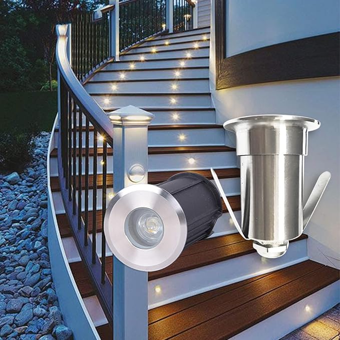 3PCS Ground LED Landscape Lights - Recessed Underwater Light 12V/24V Miniature Underwater Recessed Spotlight IP68 Waterproof Saltwater Pool Light for Swimming Pool OuYellow-52x85mm(24V)