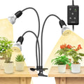 SANSI LED Grow Lights for Indoor Plants Lifetime Free Bulb Replacement 450W Full Spectrum 3-Gooseneck Clip Plant Grow Light Plant Light with Timer 4/8/12 Hrs High PPFD Growing Power Grow Lamp