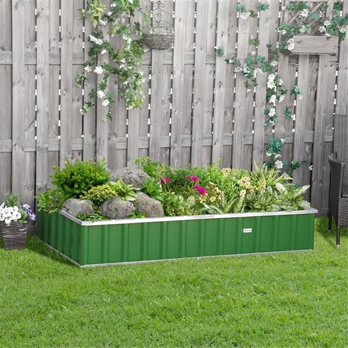 Garden BedEasy to Assemblefor VegetablesFruitsHerbs Flowers Metal Raised Garden(68.5 L x 35.5 W x 11.75 H). (Green)